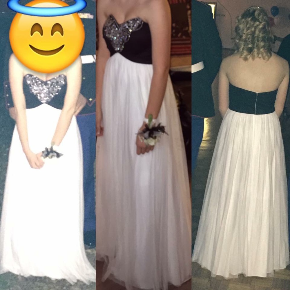 Black and white prom dress from David’s bridal